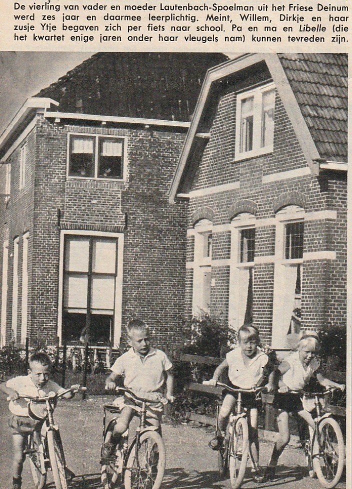 Vintage knipsel 1964 Jongetjes meisjes vierling Deinum, Verzamelen, Verzenden, Overige typen