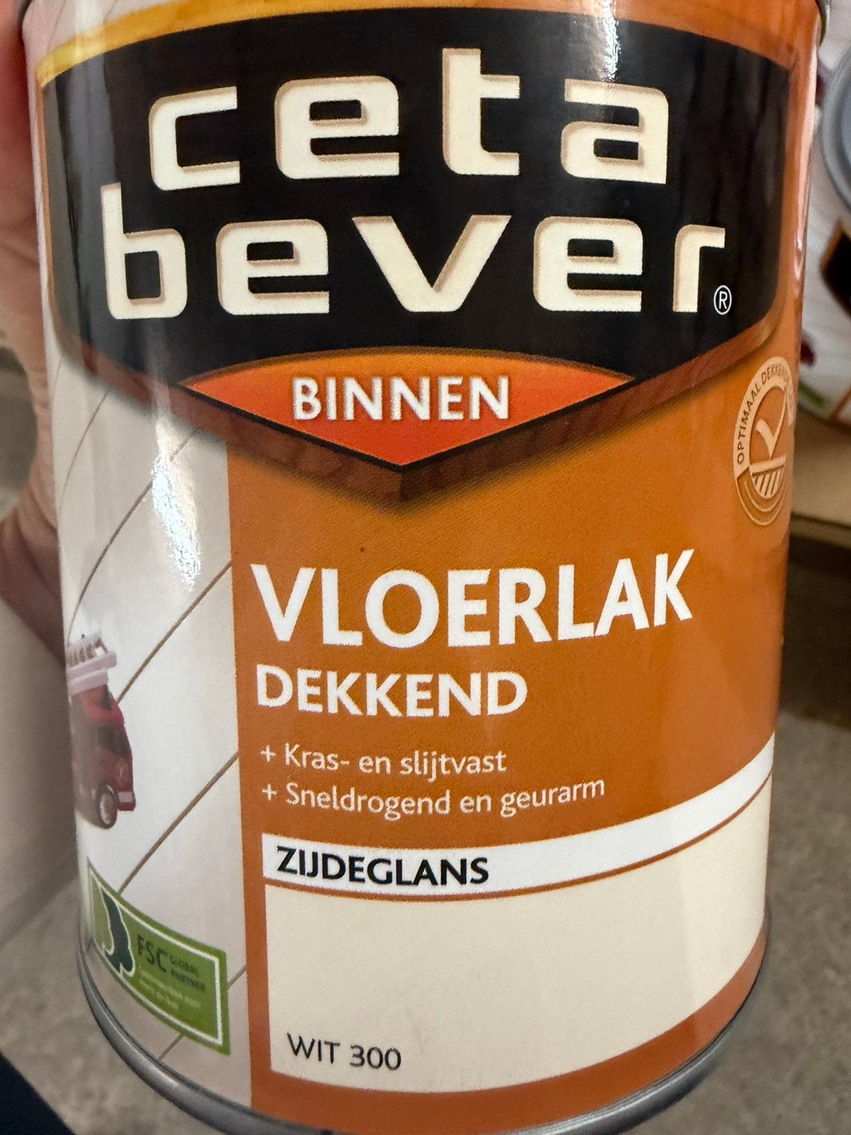 Cetabever dekkende vloerlak wit 0,75liter, Ophalen of Verzenden, Nieuw, Wit