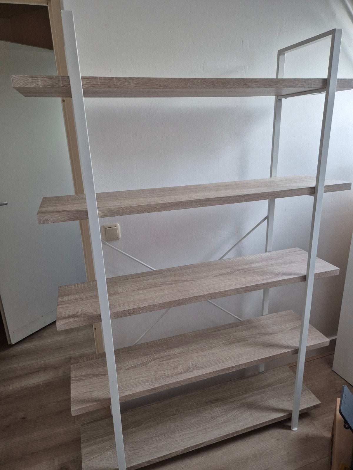 Boekenkast met 5 Planken - Hout en Metaal