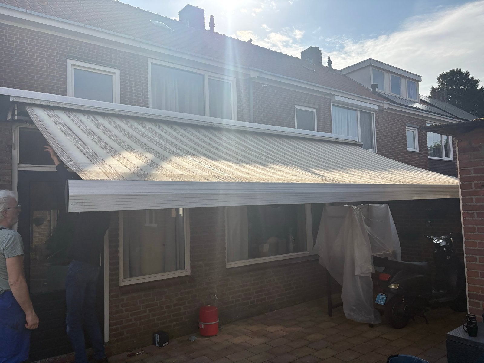 Luifel 5,6 x 2,5 meter - gebruikt, Ophalen, 450 cm of meer, Zo goed als nieuw, 150 tot 300 cm