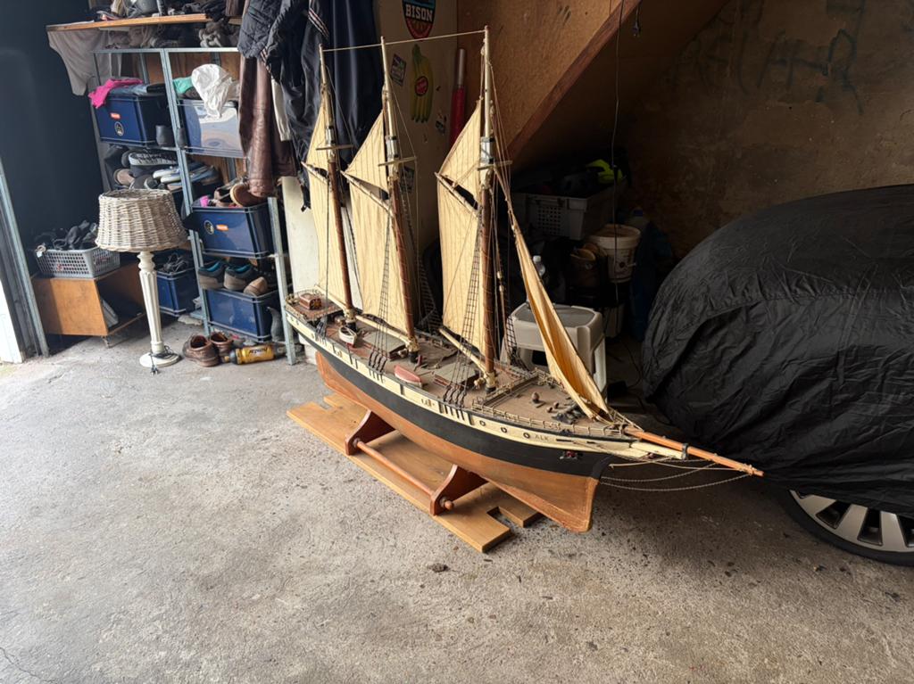 Antieke Schoener Modelboot - 190cm  Totale Lengte, Hobby en Vrije tijd, Modelbouw | Boten en Schepen, Ophalen, Zo goed als nieuw