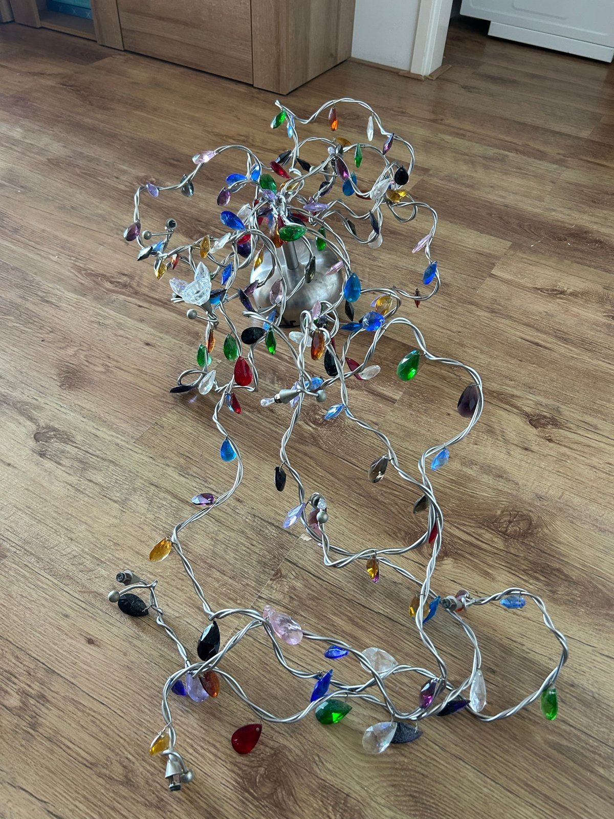 Unieke plafondlamp met kleurrijke glazen kralen, Ophalen, Gebruikt, 50 tot 100 cm, Glas