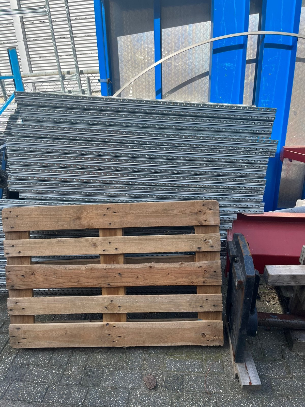 Metal sistem staanders staander stelling onderdelen, Ophalen, Gebruikt