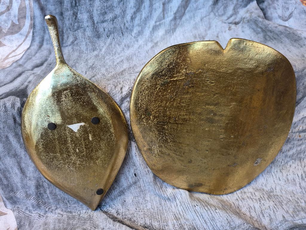 Decoratief plateau in bladvorm SORAYA - Goud - 25 x 25 cm, Ophalen, Zo goed als nieuw, Ovaal, Metaal