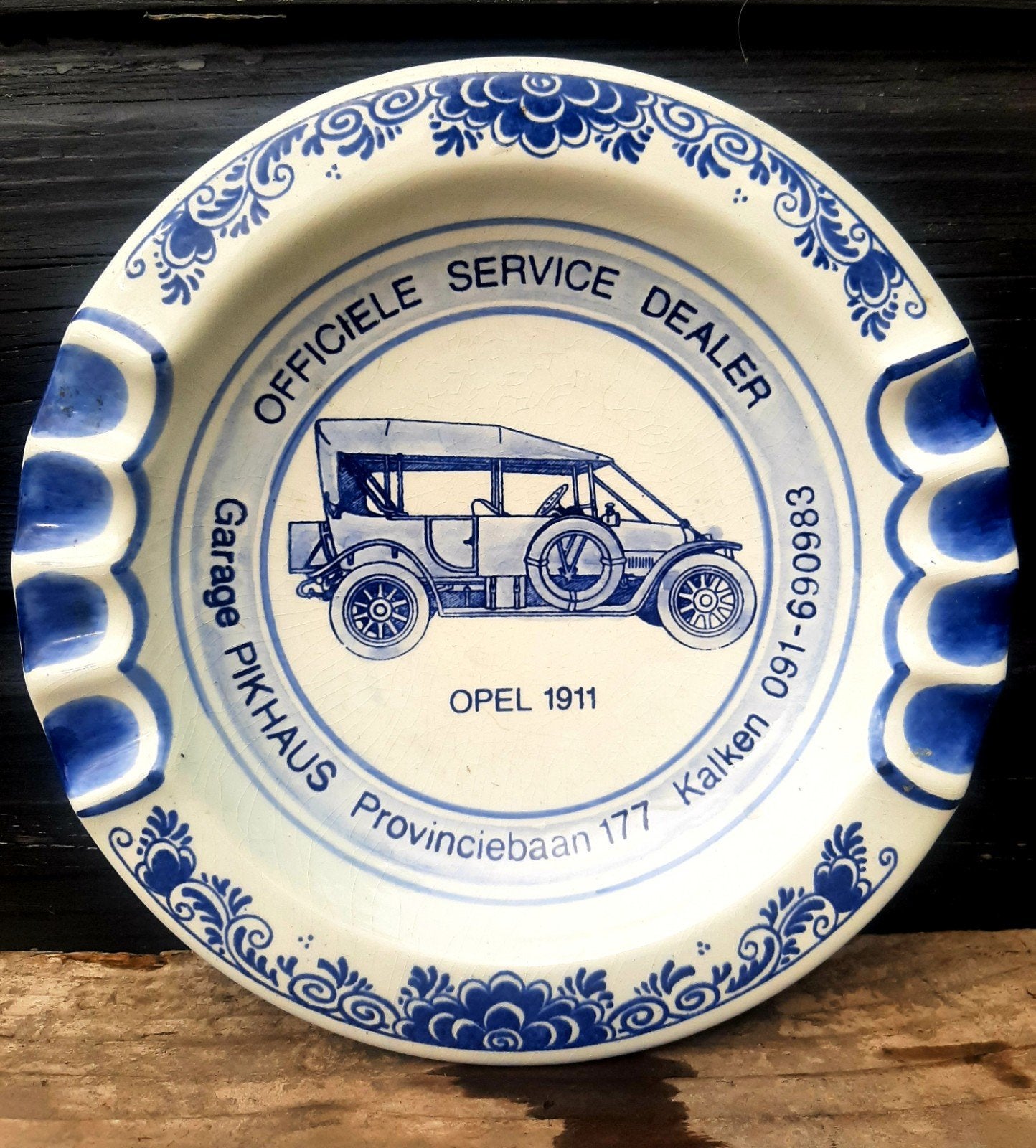 Delfts Blauw Asbak - (OPEL Garage Pikhaus / Kalken), Verzamelen, Ophalen of Verzenden, Asbak