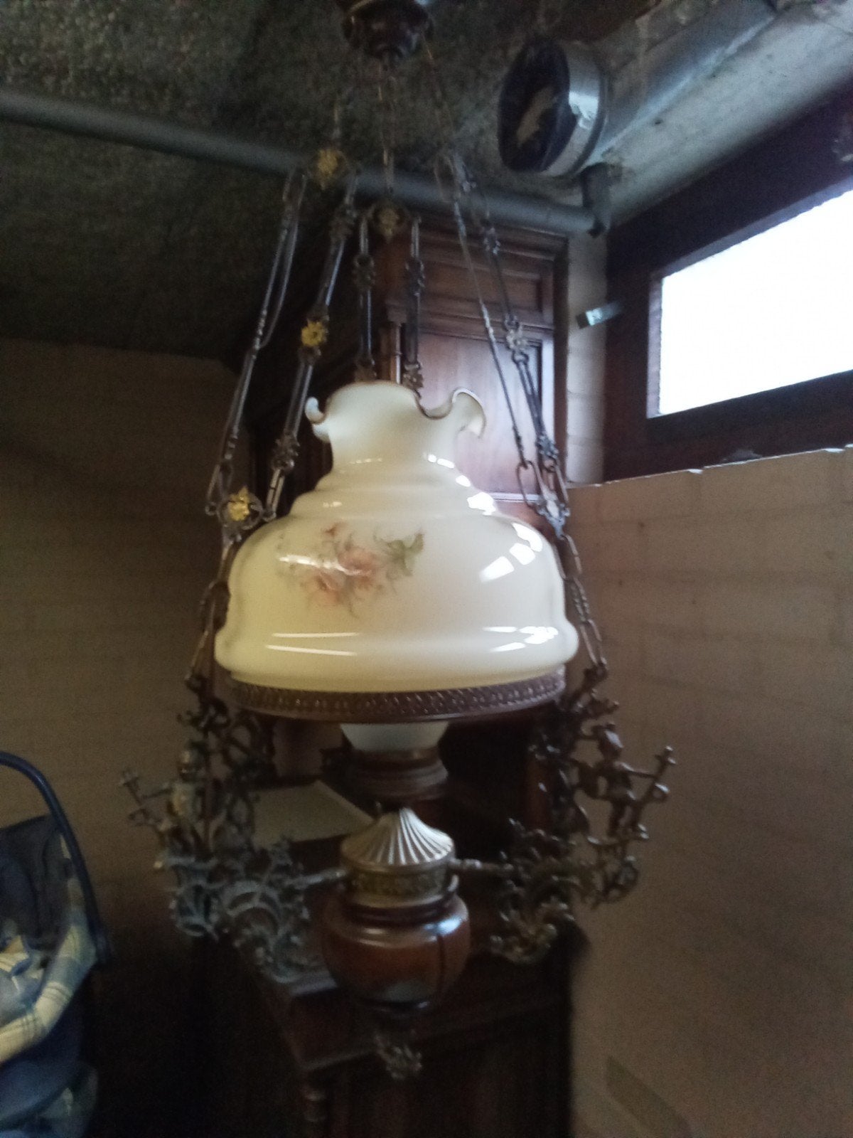 Oude hanglamp, olielamp model, Antiek en Kunst, Antiek | Lampen, Ophalen