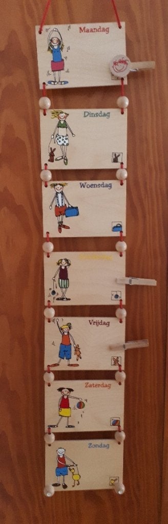 Houten weekkalender - Jan Bibejan, Ophalen of Verzenden, Gebruikt, Overige typen