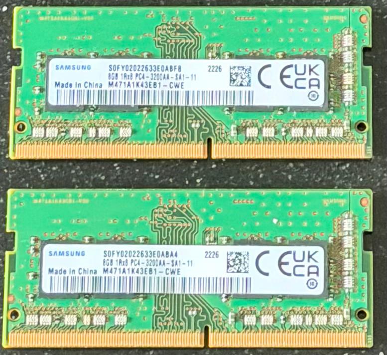 2x 8GB DDR4 pc3200 so-dimm, Computers en Software, RAM geheugen, Ophalen, DDR4, Laptop, 16 GB