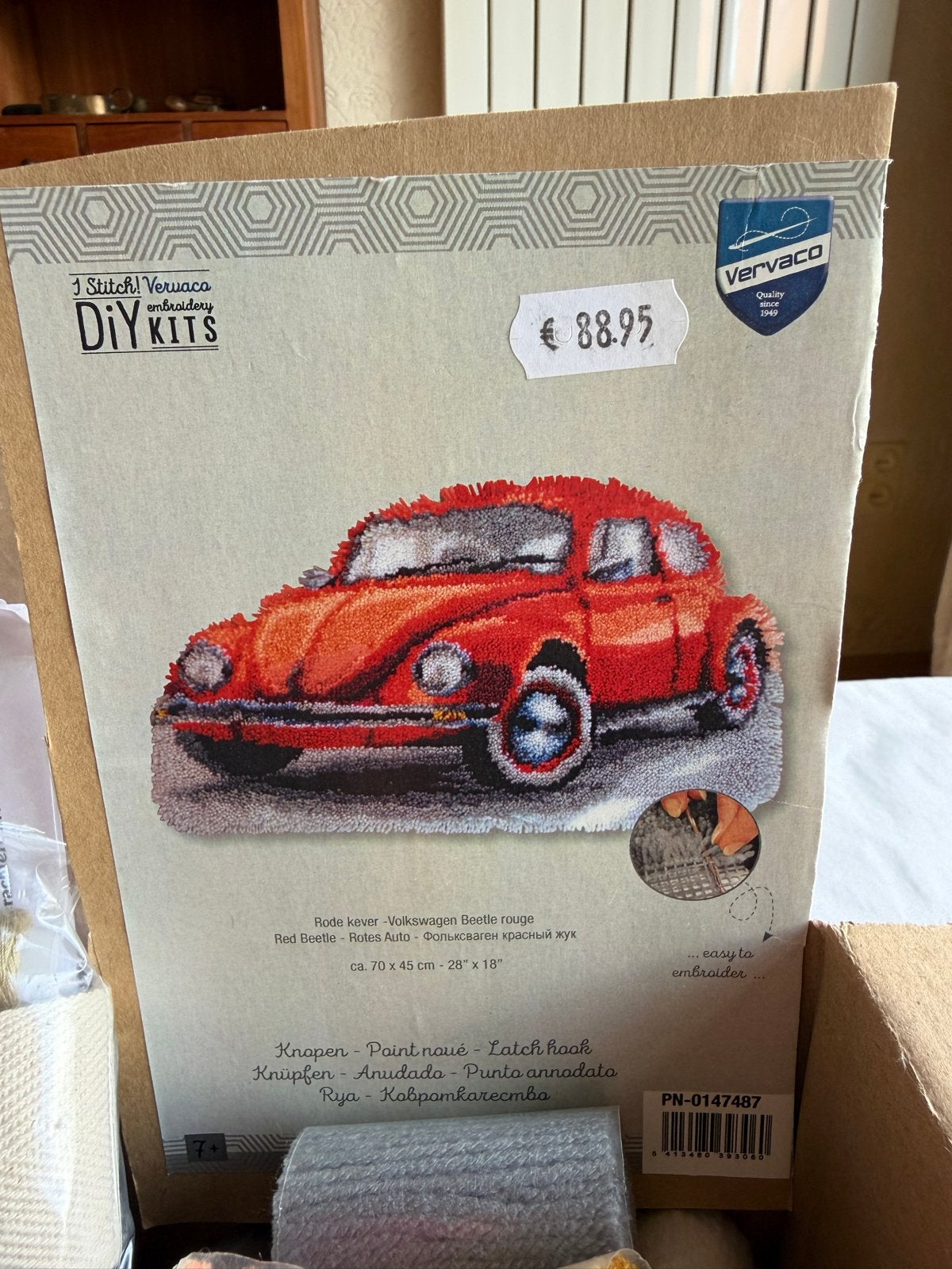 Vervaco DIY Knoopkussenpakket Rode Kever, Voertuigen, Textiel, Nieuw, Meerkleurig