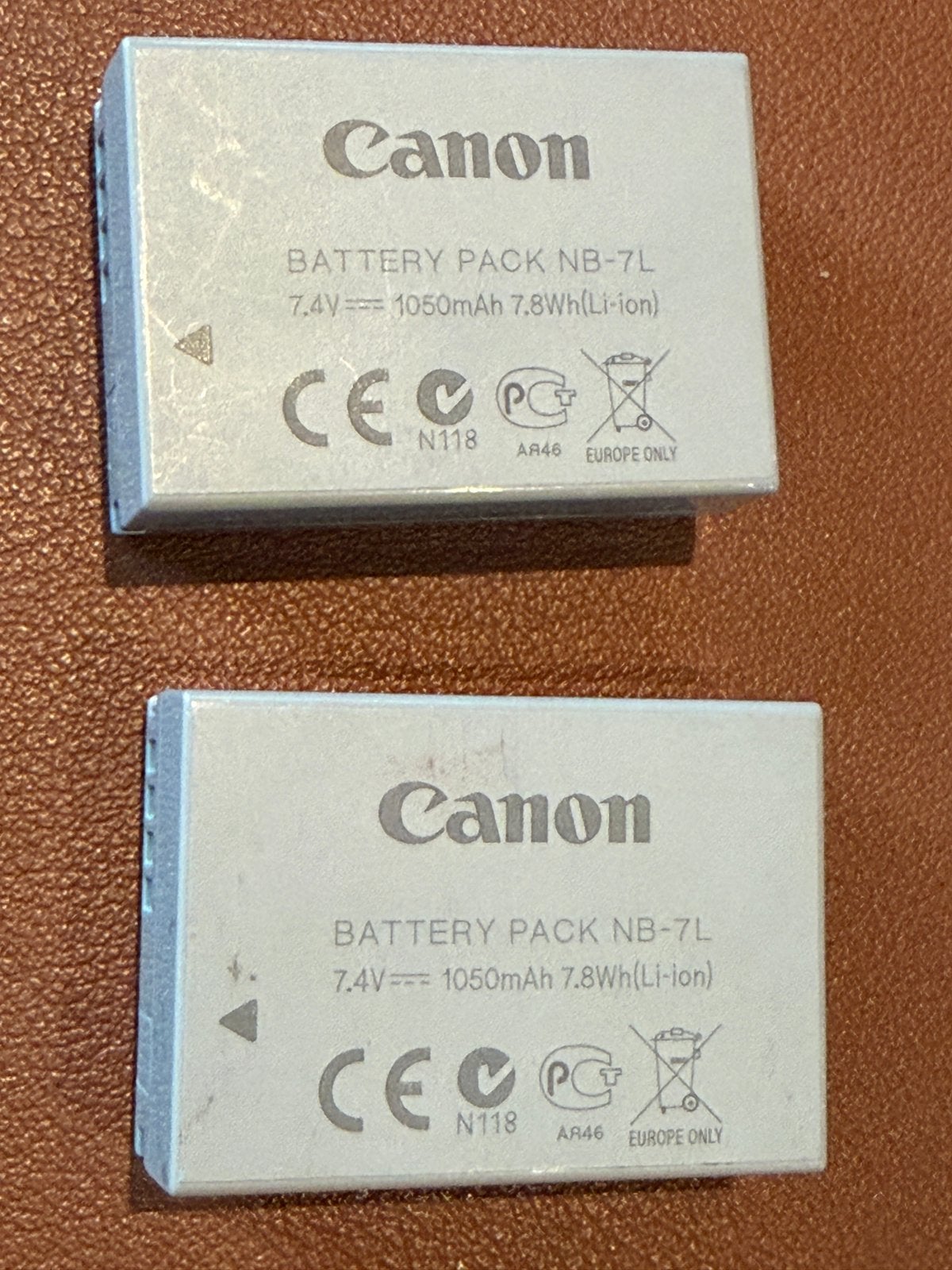2 stuks batterijen / accu’s Canon NB-7L, Ophalen of Verzenden, Gebruikt