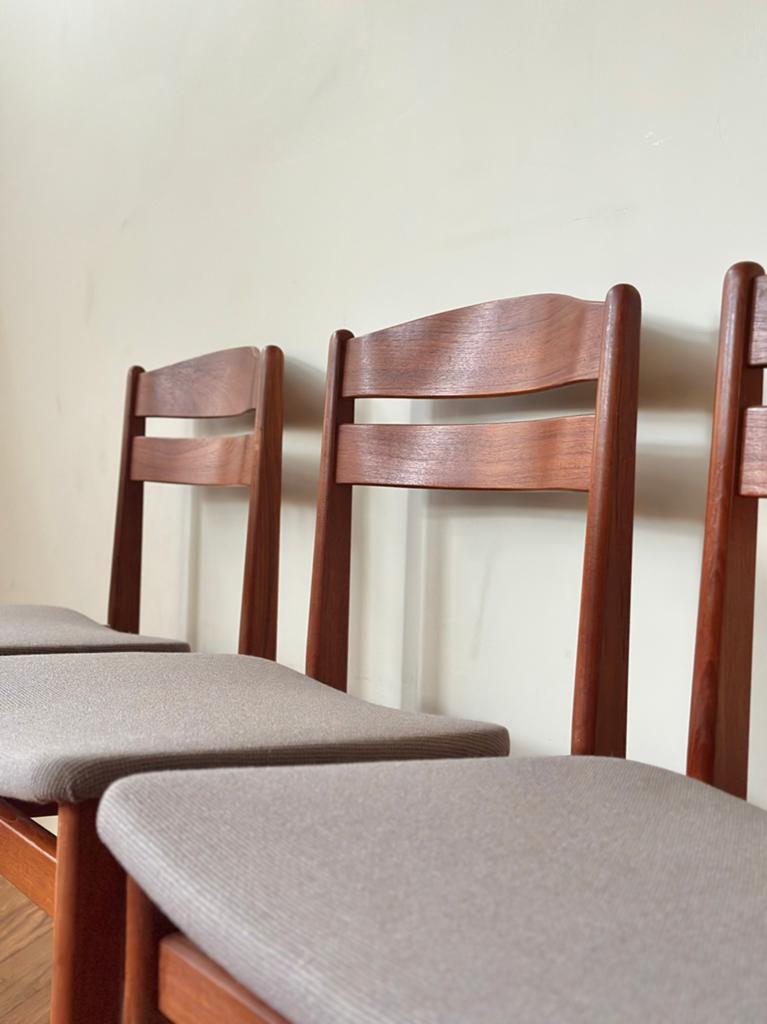 Set 3 vintage Deense design stoelen teak hout jaren 50/60/70, Ophalen, Gebruikt, Vintage, Stof