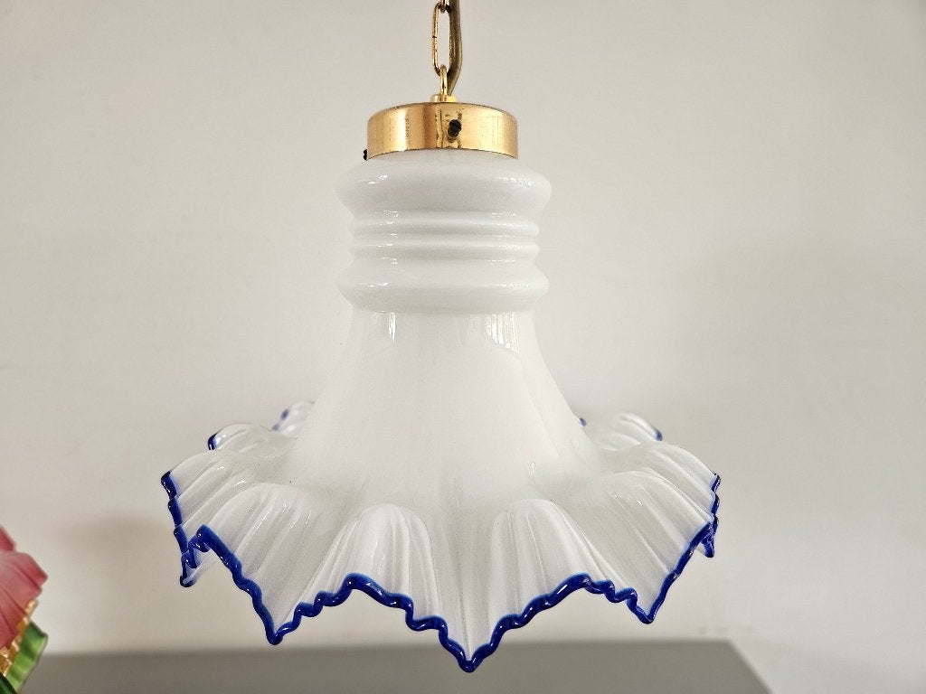 Hanglamp met opaline glas, Huis en Inrichting, Lampen | Hanglampen, Ophalen of Verzenden, Zo goed als nieuw, Glas