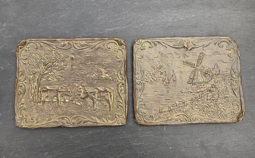 2 Antieke koperen wandhangers, Antiek en Kunst, Antiek | Koper en Brons, Ophalen of Verzenden, Koper