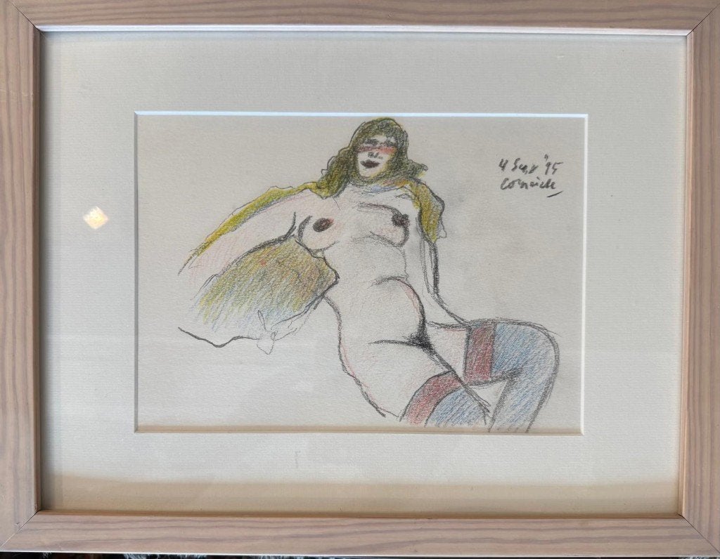 Corneille  Uniek werk  Potloodtekening  Vrouwelijk Naakt, Ophalen