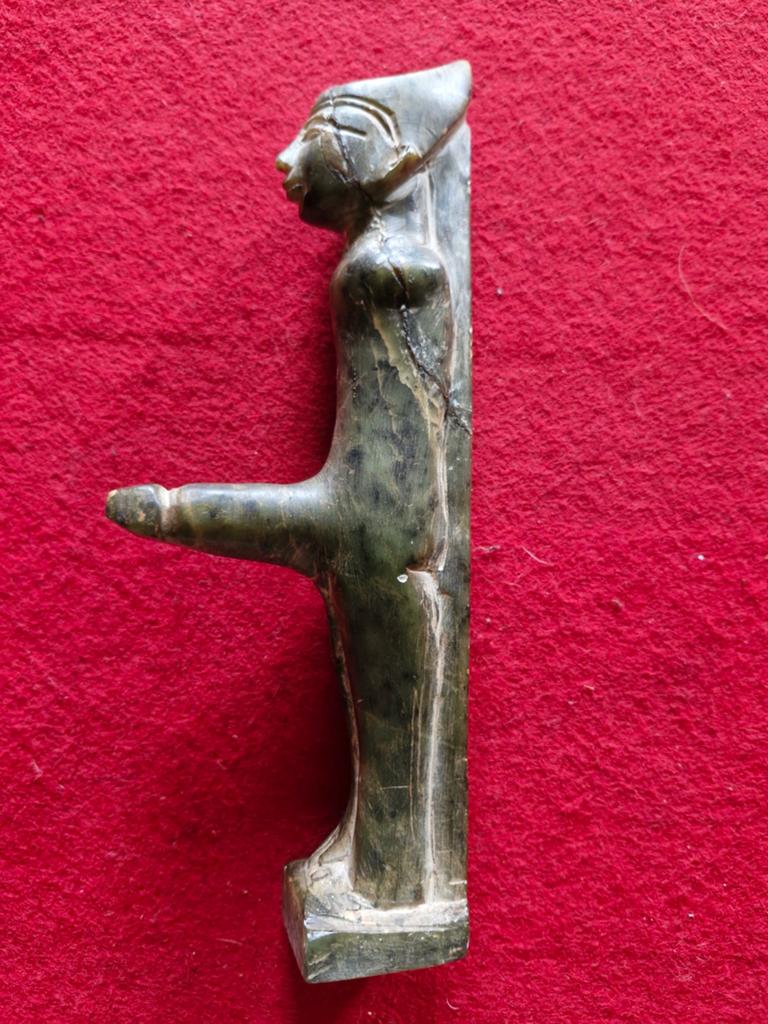 Serpentijn sculptuur Egyptische vruchtbaarheidsgod Min, Ophalen of Verzenden