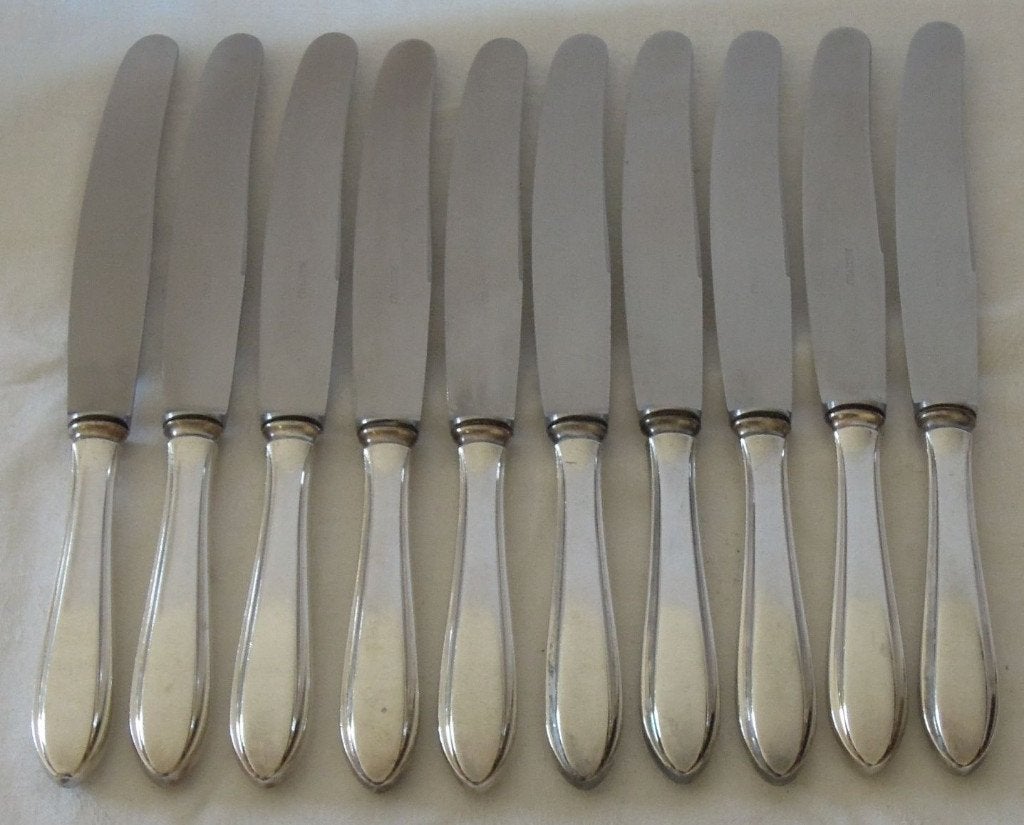 Nr RR1: 10 Verzilverde puntfilet P8 dinermessen, P90, Ophalen of Verzenden