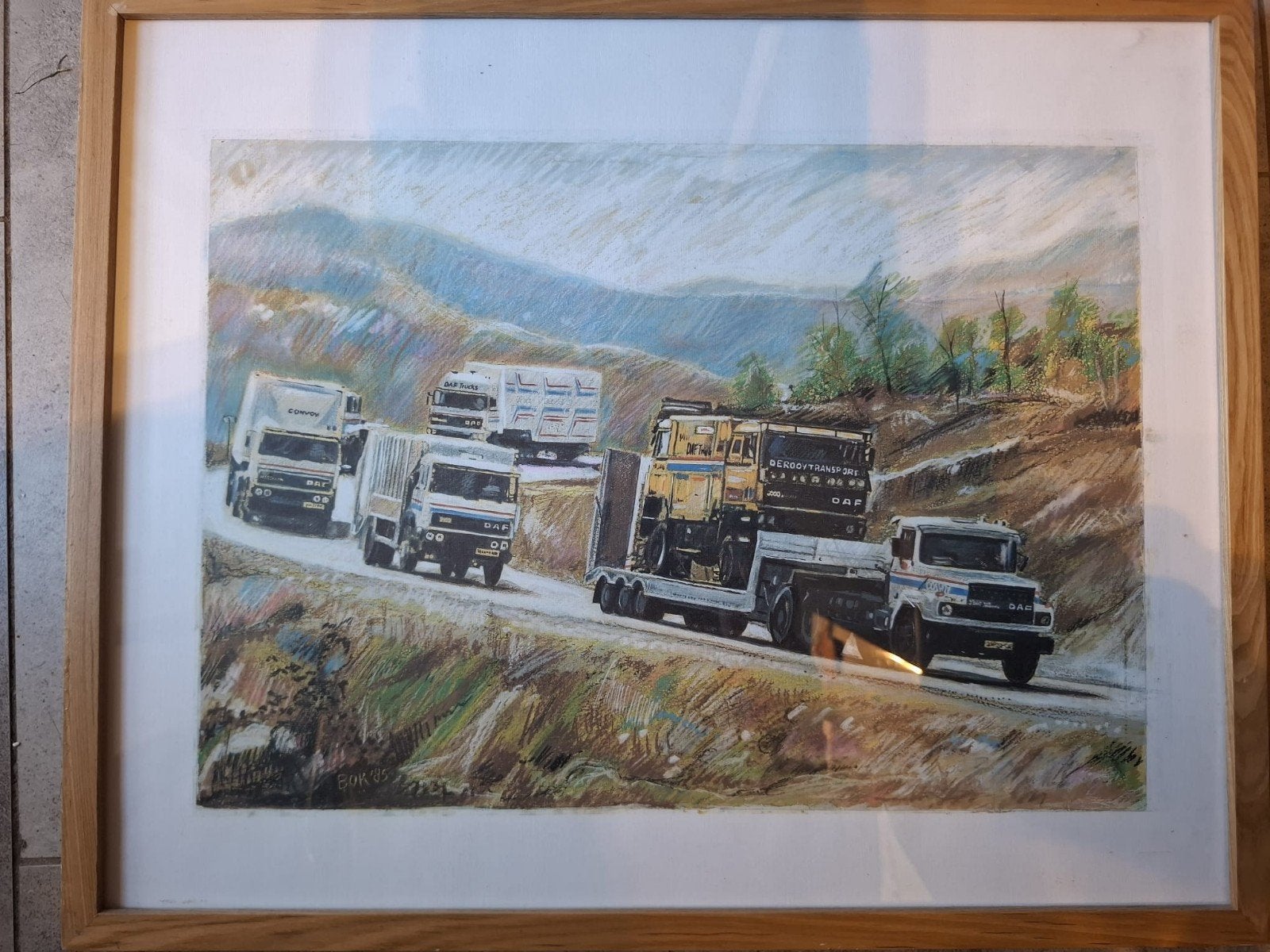 Dubbelkop Parijs Dakar Rally DAF vrachtwagens tekening, Ophalen of Verzenden