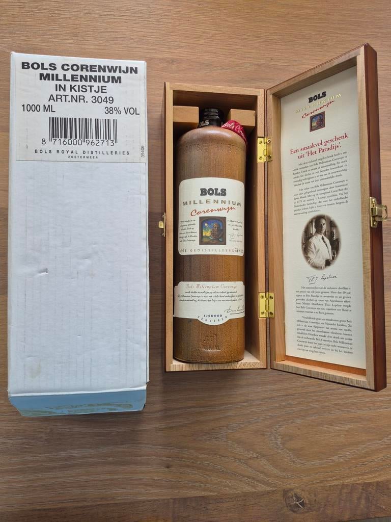 Bols Millennium Corenwijn in Kistje - 1000 ML, 38% VOL, Verzamelen, Ophalen of Verzenden, Nieuw, Overige gebieden, Overige typen