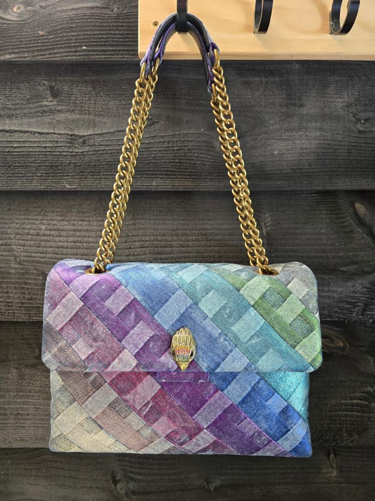Kurt Geiger The Kensington Large denim regenboog tas, Verzenden, Zo goed als nieuw, Overige kleuren, Schoudertasje