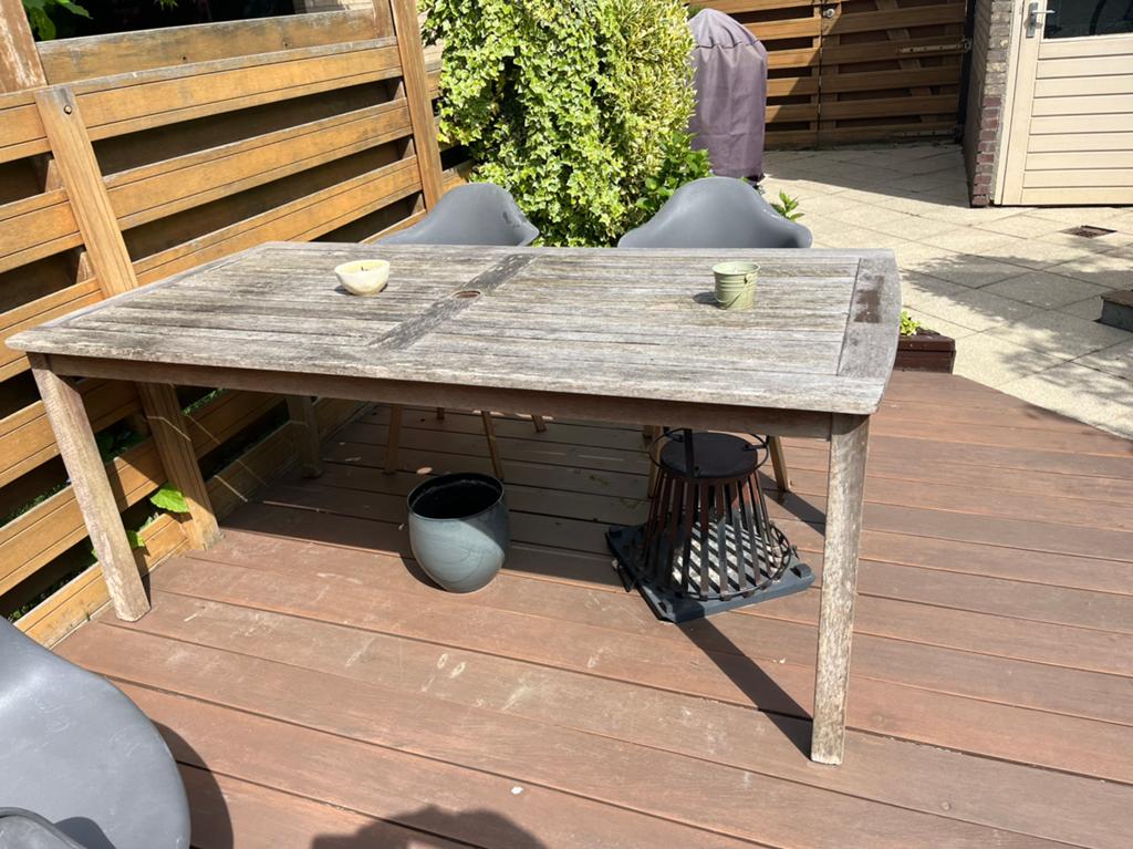 Houten eettafel 180cm tuintafel, Tuin en Terras, Tuintafels, Ophalen of Verzenden, Gebruikt, Rechthoekig, Hout