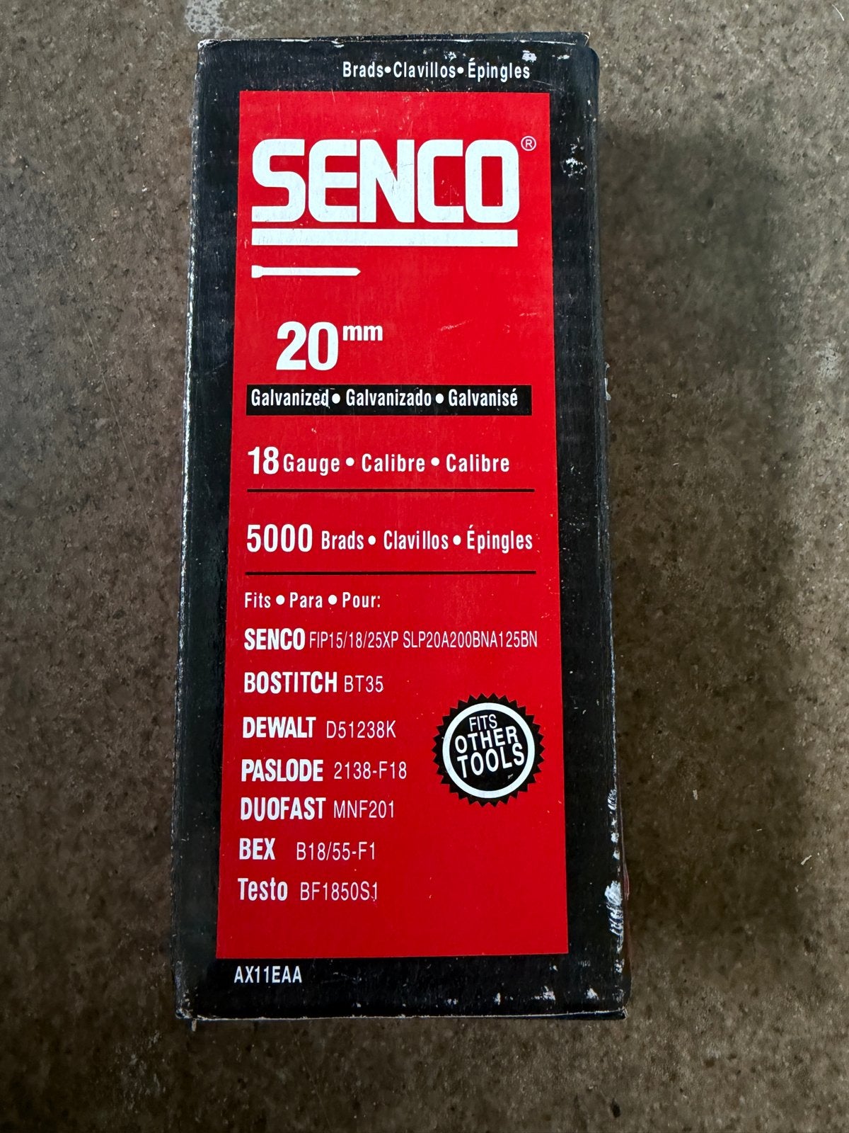 Senco 20mm gegalvaniseerde brads, 5000 stuks, Ophalen, Nieuw, Tacker/nietmachine, Overige merken