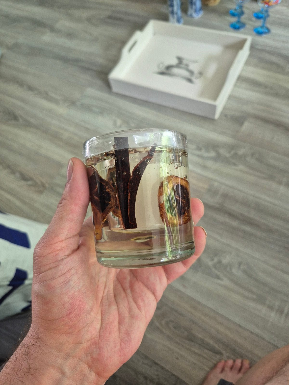 Geurkaars in glas met natuurlijke decoratie, Huis en Inrichting, Woonaccessoires | Overige, Nieuw, Glas, Meerkleurig, Overige stijlen