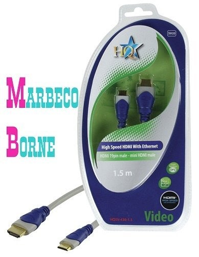 Mini HDMI kabel High Speed, Ethernet, HDMI - Mini HDMI 1,5M, Nieuw, Marbeco, Info@marbeco.nl, Minder dan 2 meter