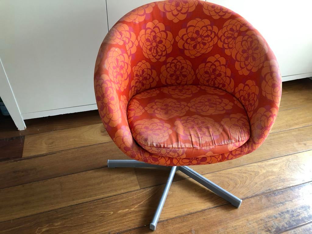 IKEA bureaustoel - Oranje met bloemmotief, Ophalen, Gebruikt, Oranje, Bureaustoel