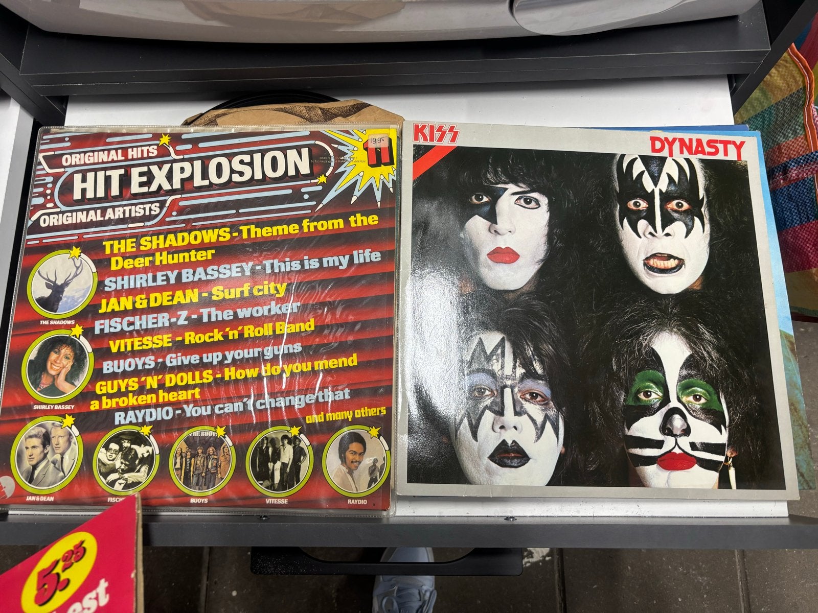 Tas met 45 LP's: Pop, Rock, Grease, Kiss, Buddy Holly, Ophalen, LP, Gebruikt, Pop