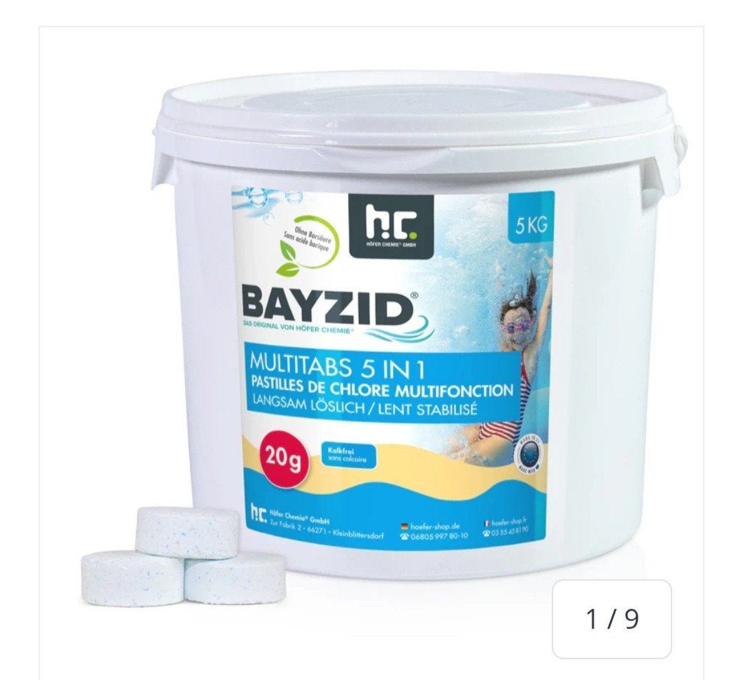 Bayzid Multitabs 5 in 1 Chloortabletten voor Zwembad 1 kg, Tuin en Terras, Ophalen of Verzenden