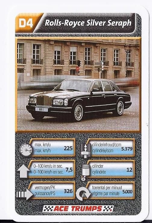 Kw1356 autokaartje d4 rolls-royce silver seraph, Ophalen of Verzenden, Zo goed als nieuw, Auto's