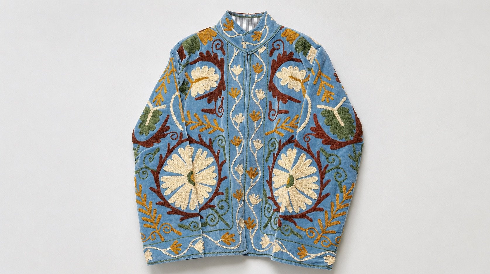 Jasje India Suzani fluweel blauw geborduurd one size, Kleding | Dames, Verzenden, Nieuw, Jasje