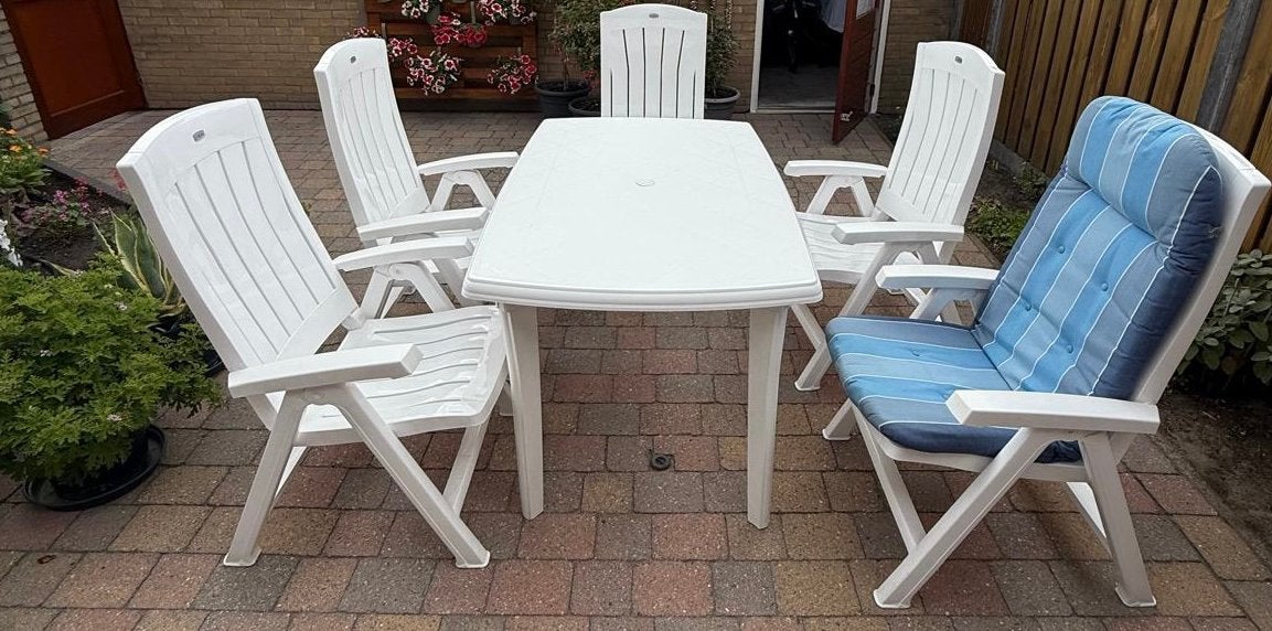 Te koop Jadin tuinset, Ophalen, 5 zitplaatsen, Kunststof, Gebruikt