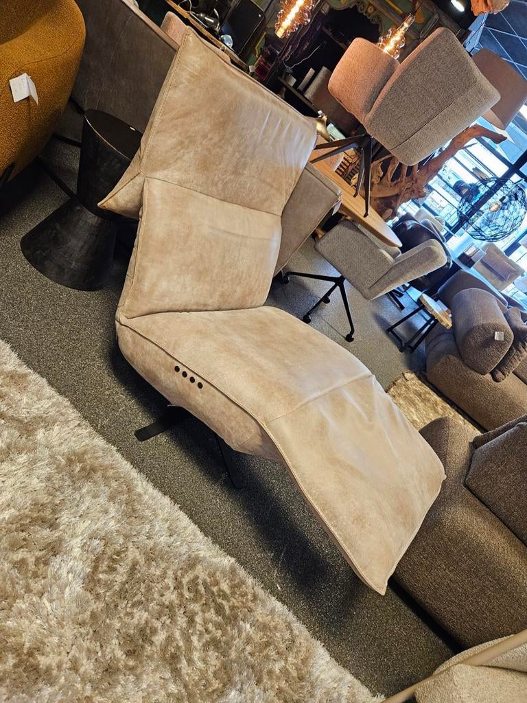 Relax fauteuil Sascha chill-line rundleer taupe, Huis en Inrichting, Fauteuils, Ophalen of Verzenden, Nieuw, Stof, 50 tot 75 cm