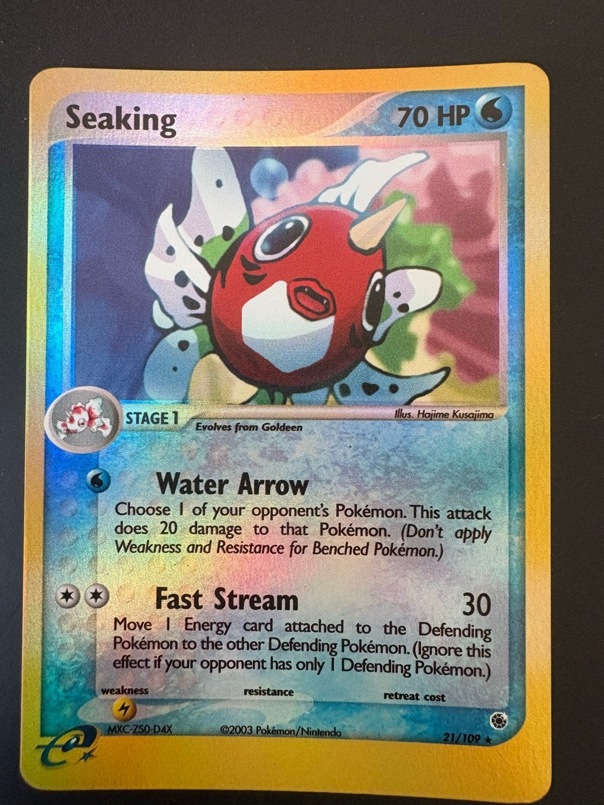 Pokémon Seaking Reverse-Holo a EX Ruby & Sapphire 21/109, Ophalen, Gebruikt, Losse kaart, Foil