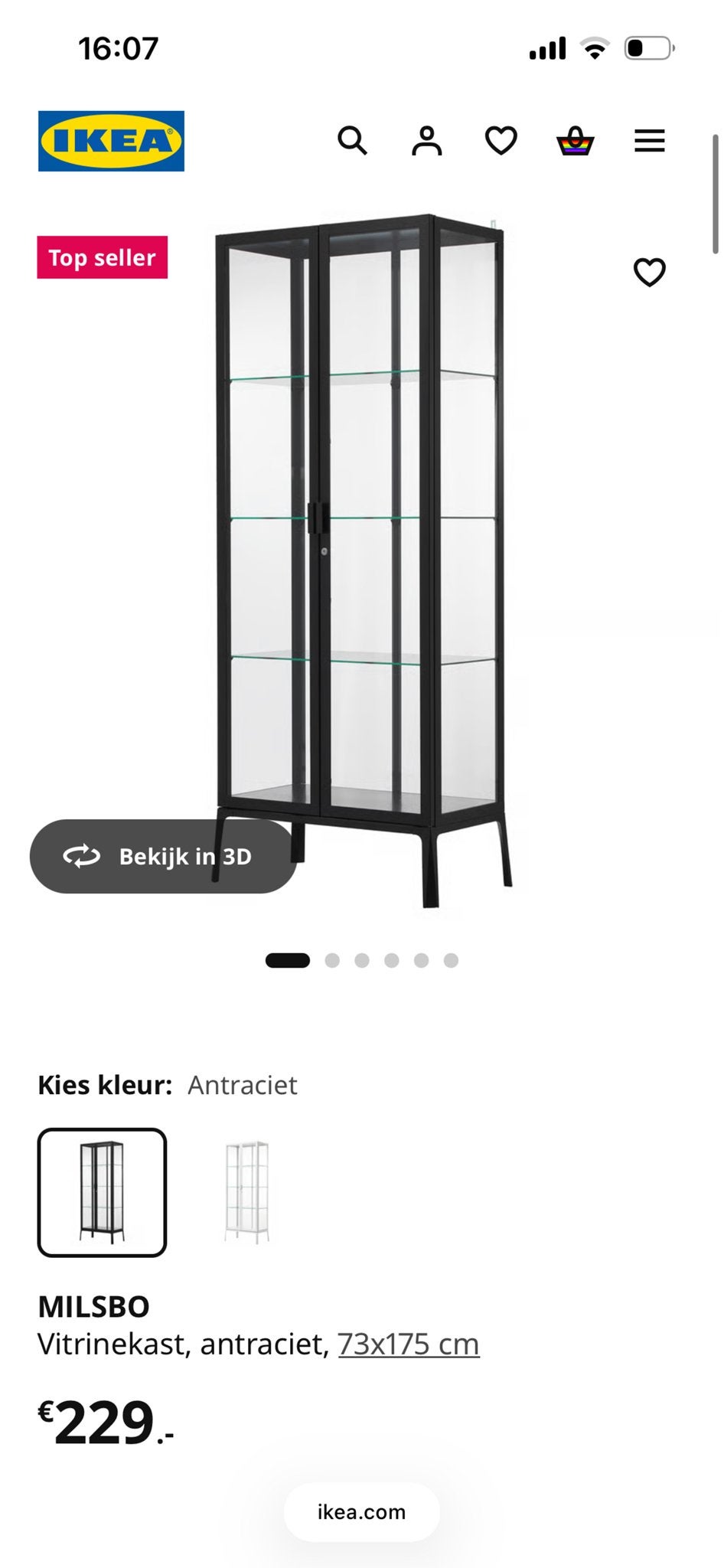 IKEA Milsbo vitrinekast - gebruikt in winkel, Ophalen, Gebruikt, 50 tot 100 cm, Glas