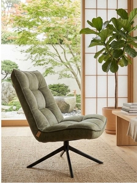 WOOOD Draaifauteuil Jouke Groen: NIEUW, Ophalen, Minder dan 75 cm, Nieuw, Metaal