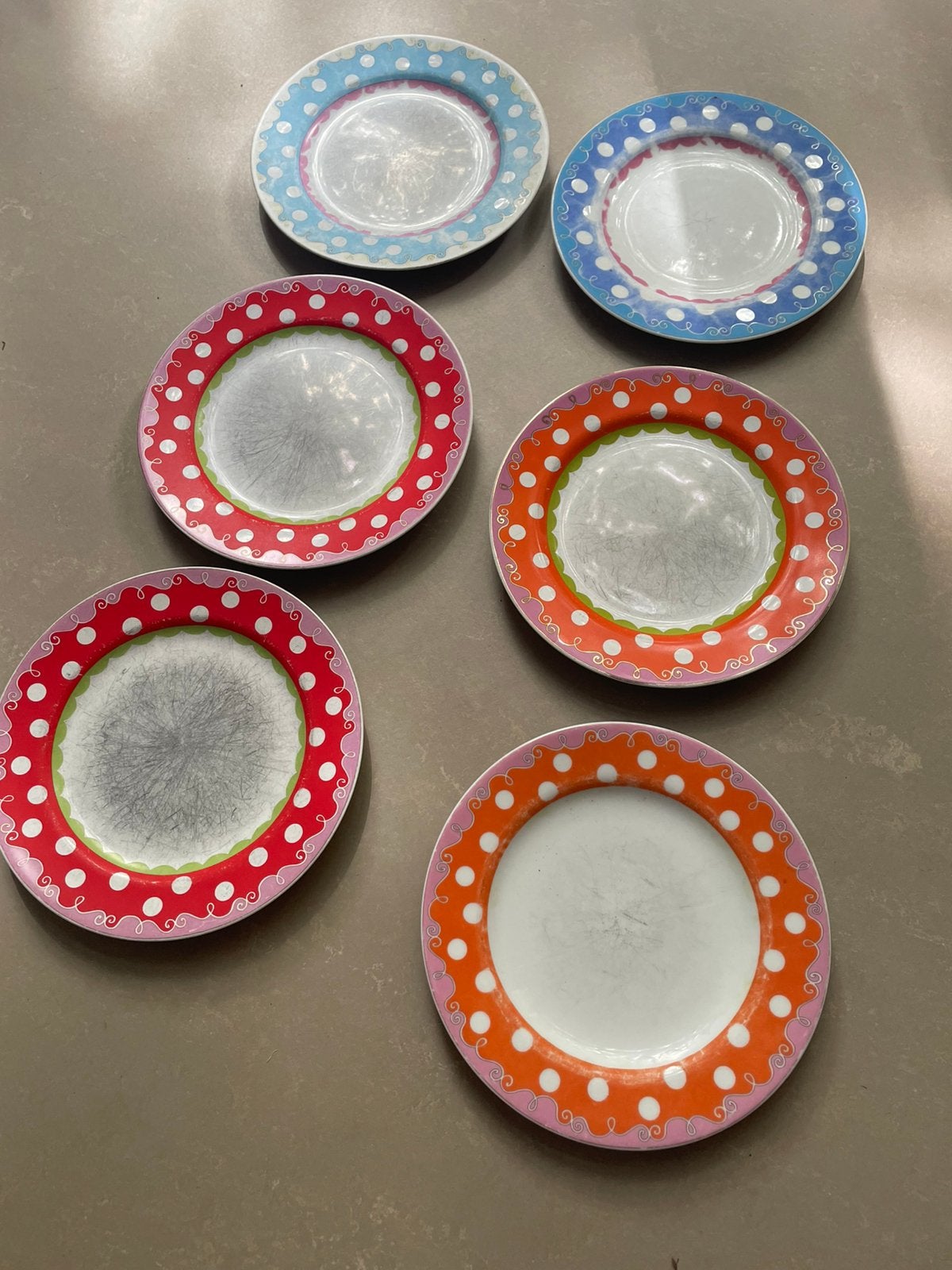 Oilily DE lunchborden gebruikt 6 stuks, Ophalen, Gebruikt, Overige merken, Vintage