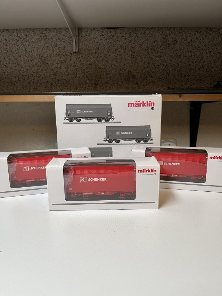Marklin 47202 3 x Huifwagen sector DB Schenker Rail Ned., Hobby en Vrije tijd, Modeltreinen | H0, Wisselstroom, Ophalen of Verzenden