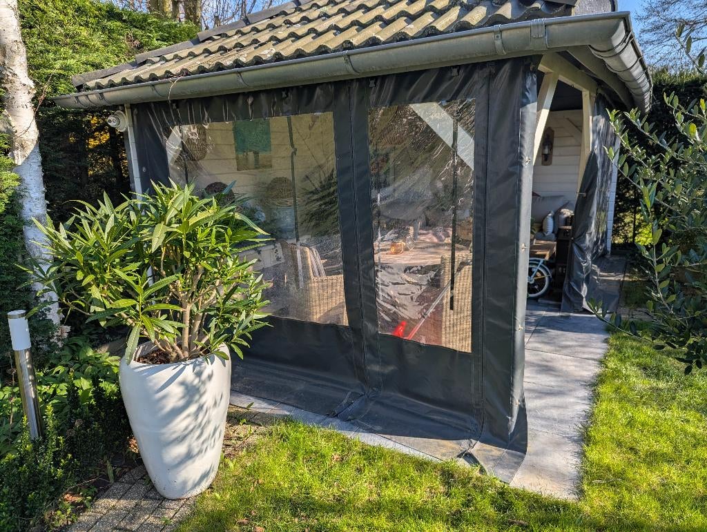 Verandazeil twee stuks, met deur en grote ramen, Ophalen, Gebruikt, Veranda