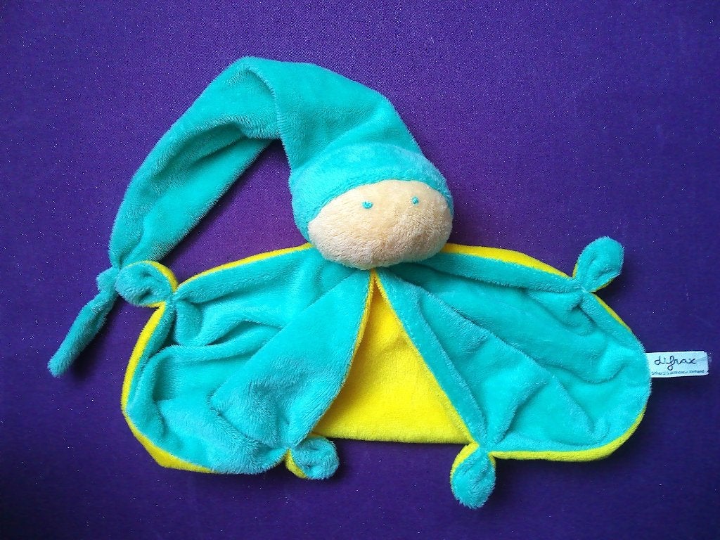 DIFRAX Knuffeldoekje POPJE GROOT. GEEL - MINT **Nieuw**, Kinderen en Baby's, Overige merken, Overige typen, Nieuw, Ophalen of Verzenden