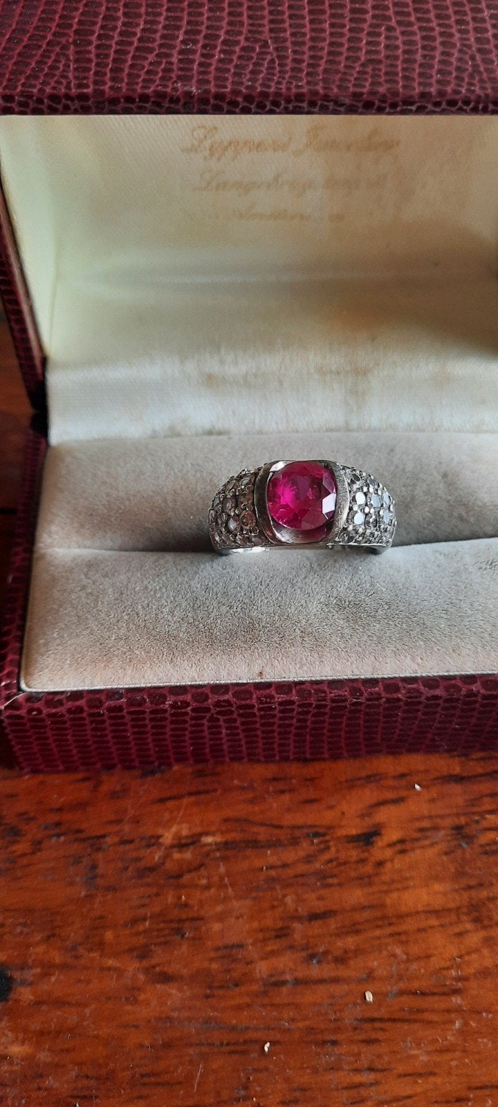 Vintage Zinzi ring zilver, met robijn en zirkonia, Ophalen of Verzenden, Zo goed als nieuw, 17 tot 18, Met edelsteen