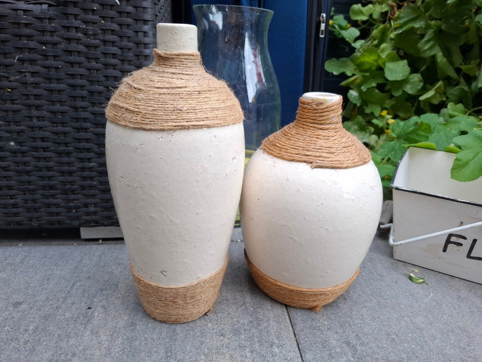 Decoratieve vazen met touwdetails - set van 2, Ophalen of Verzenden