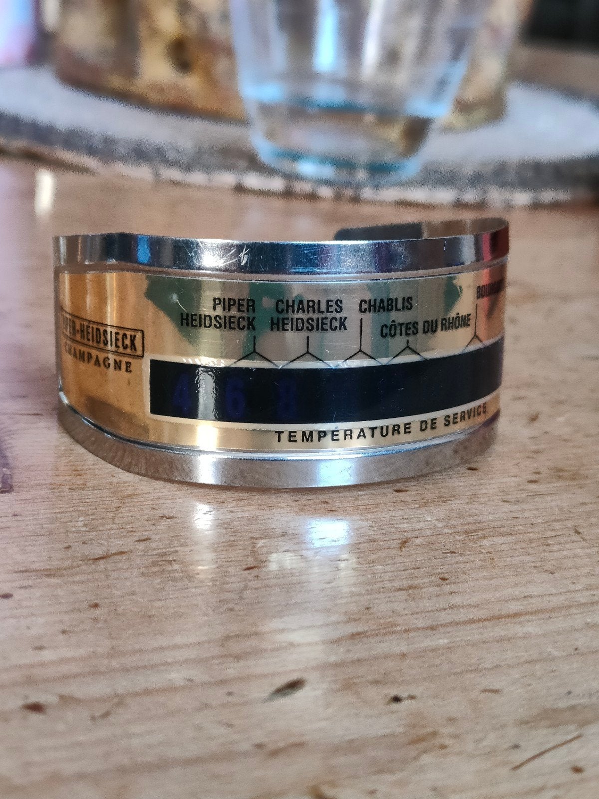 Wijnthermometer manchet - Champagne/Wijn - Piper Heidsieck, Ophalen of Verzenden, Gebruikt, Zilver, Metaal