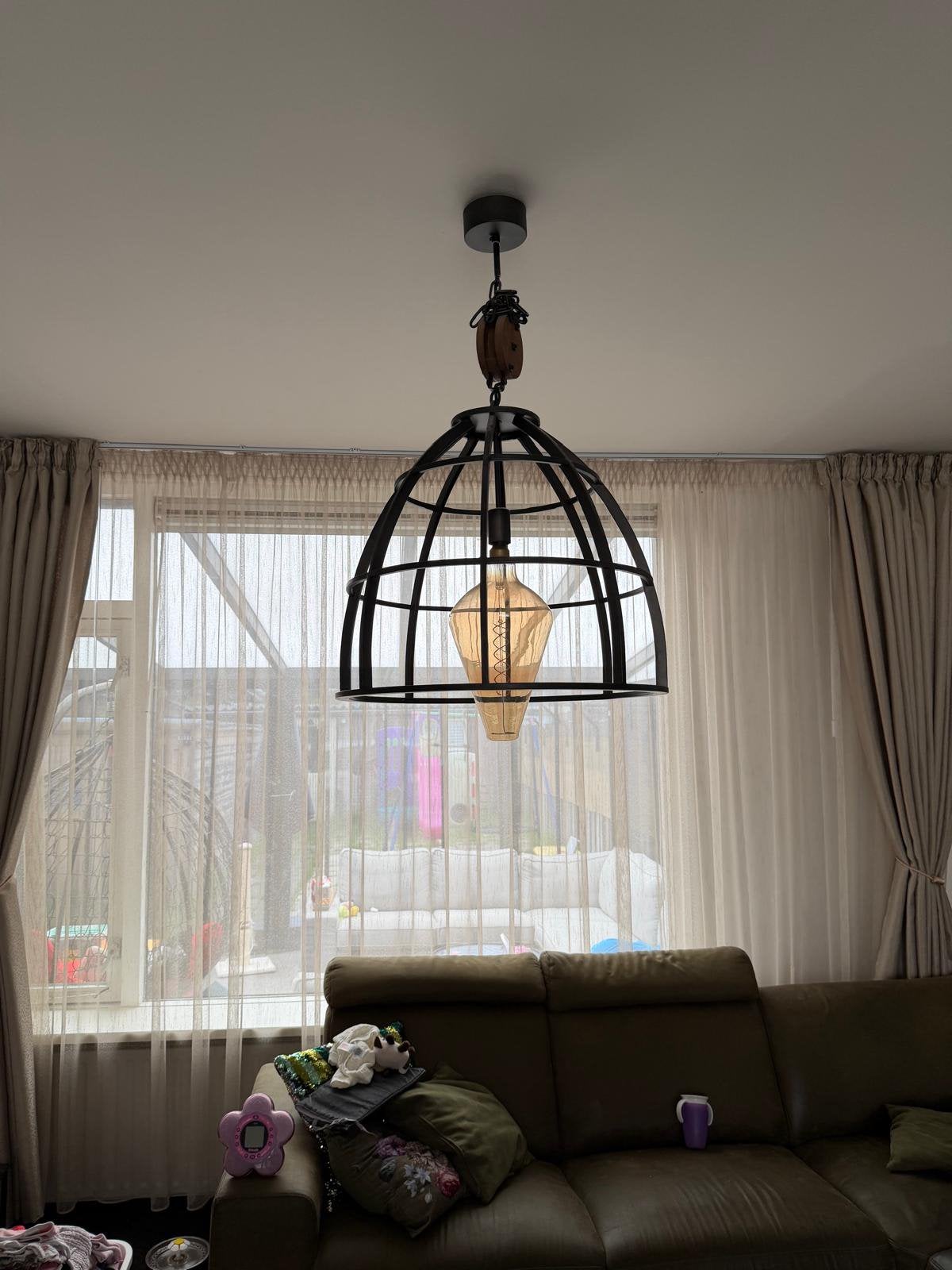 2  x Hanglamp groot Industrieel Zwart, Ophalen, Zo goed als nieuw, Metaal
