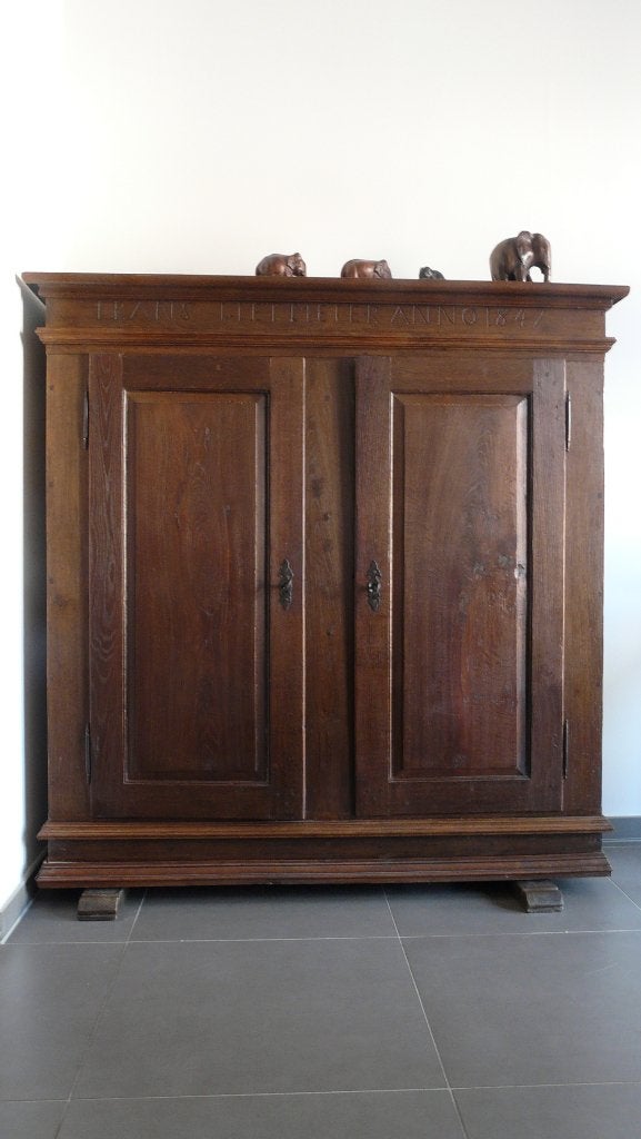 Vernacular antique oak cabinet - Rheinland-Westfalen 1847, Ophalen