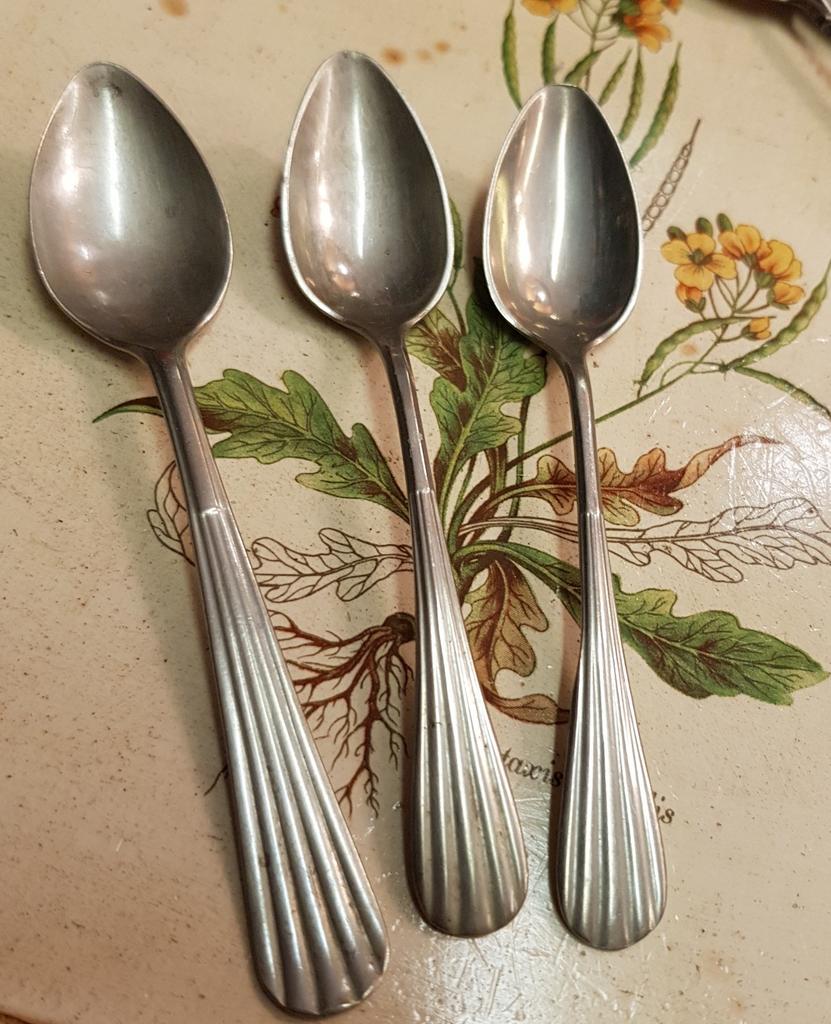 Drie alpaca zilver theelepels zie foto's voor merkje, Antiek en Kunst, Ophalen of Verzenden