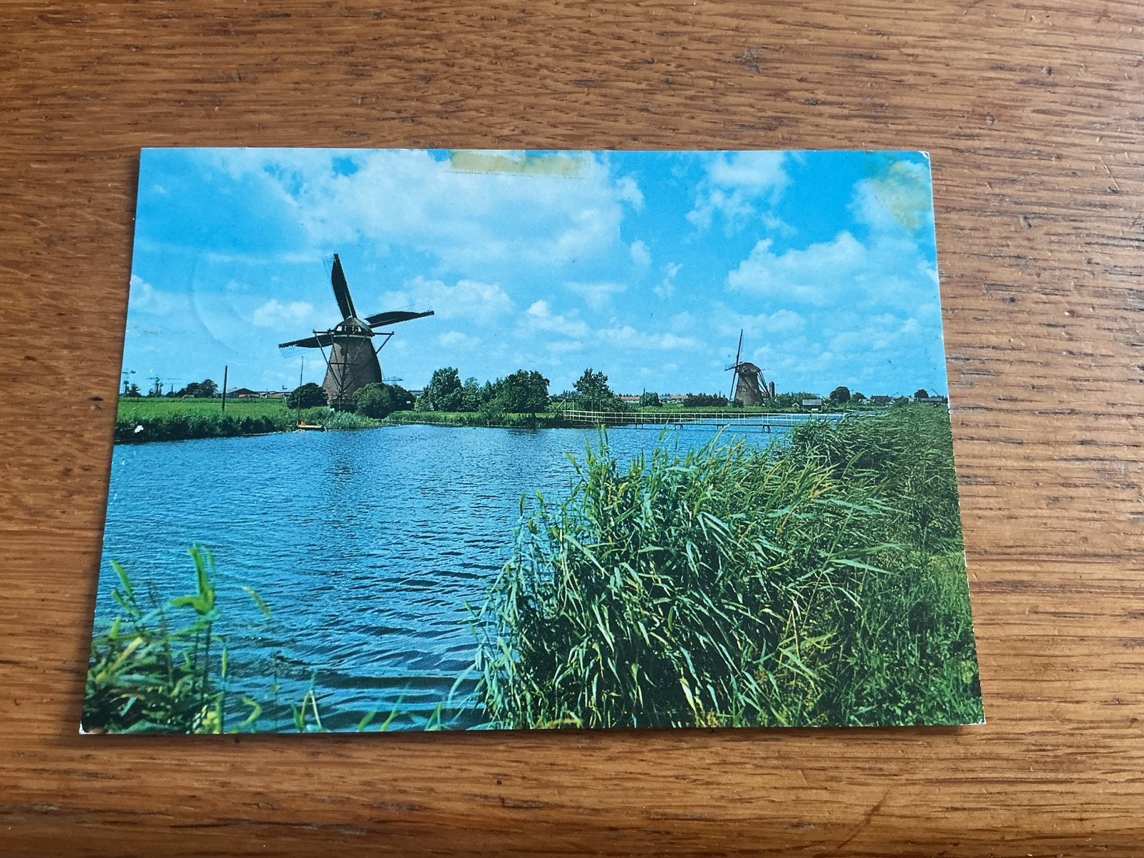 O378 Kinderdijk molen vlekken voorzijde, Ophalen of Verzenden, Zuid-Holland
