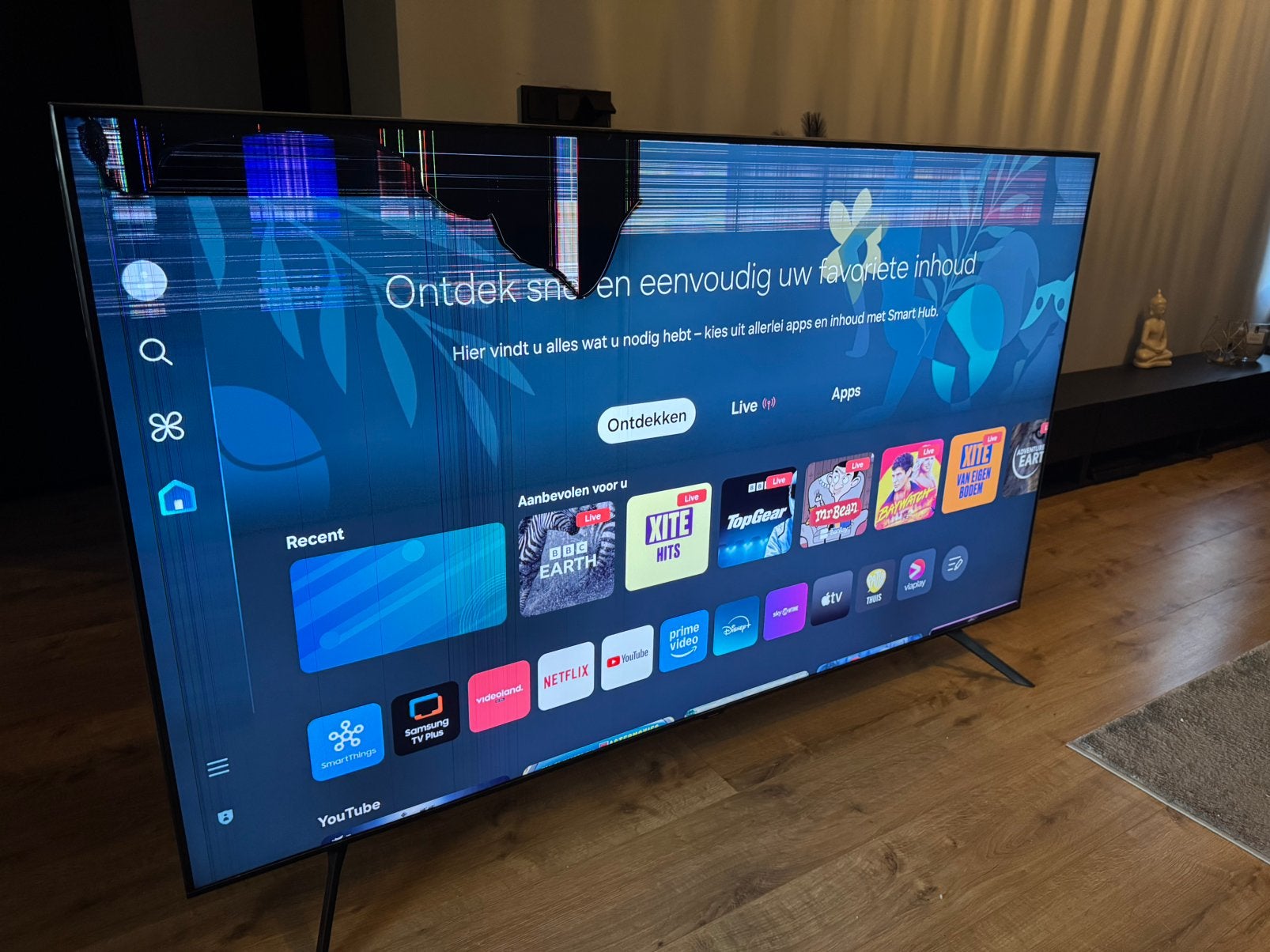 Samsung 75 inch 4K Crystal UHD Smart TV – defect scherm –, Audio, Tv en Foto, Televisies, Ophalen, 50 Hz, Zo goed als nieuw, Samsung