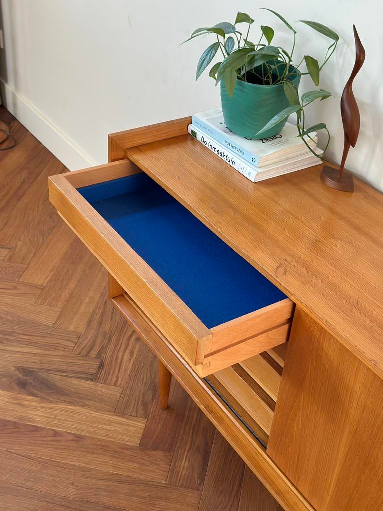 Vintage dressoir lowboard hout jaren 50/60/70 lades, Ophalen, Gebruikt, Vintage, 25 tot 50 cm